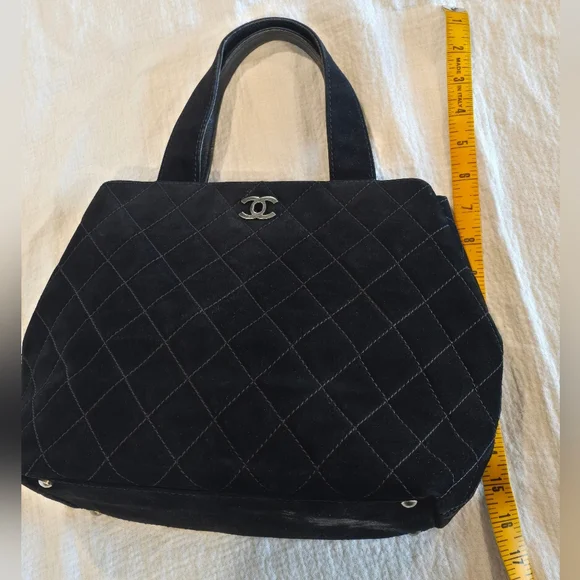 Chanel Wild Stitch Matelasse Black Leather Suede Tote Bag Silver CC Turnlock - Picture 11 of 16